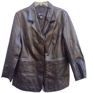Maggie Barnes brown leather jacket sz 0X